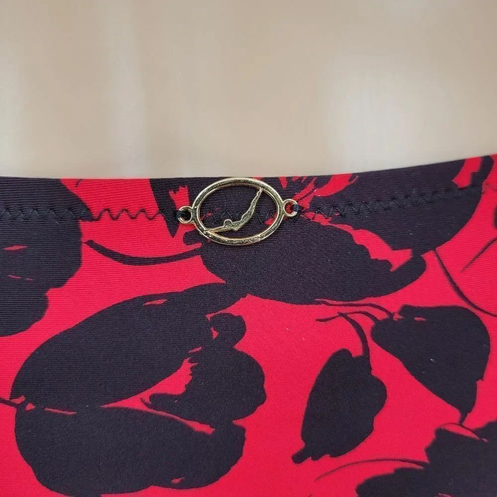 Jantzen Vintage 90s Red and Black Floral Bikini Set Swimsuit Ruched - Picture 8 of 16